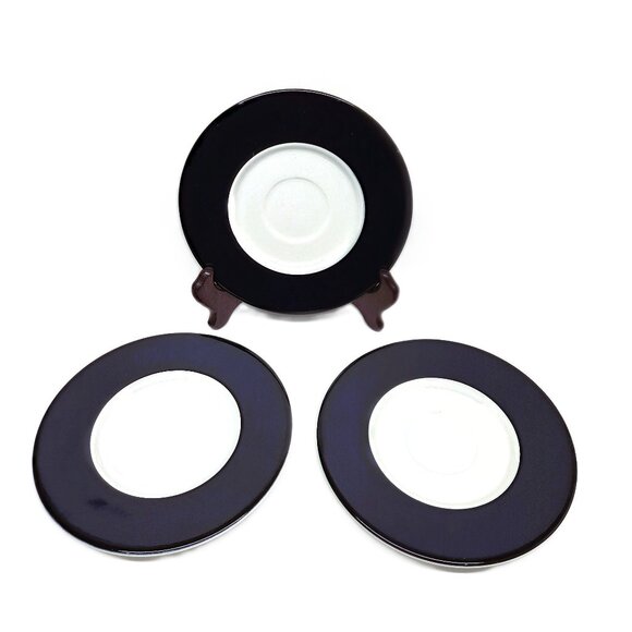 Discontinued Pagnossin Saucer Lot x3 Dark Blue Crate & Barrel Italy 6" - Picture 1 of 10